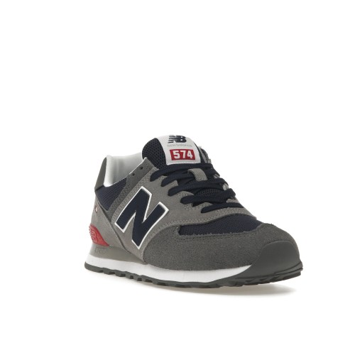 Кроссы New Balance 574 Grey Navy Red - мужская сетка размеров