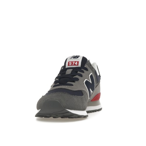 Кроссы New Balance 574 Grey Navy Red - мужская сетка размеров
