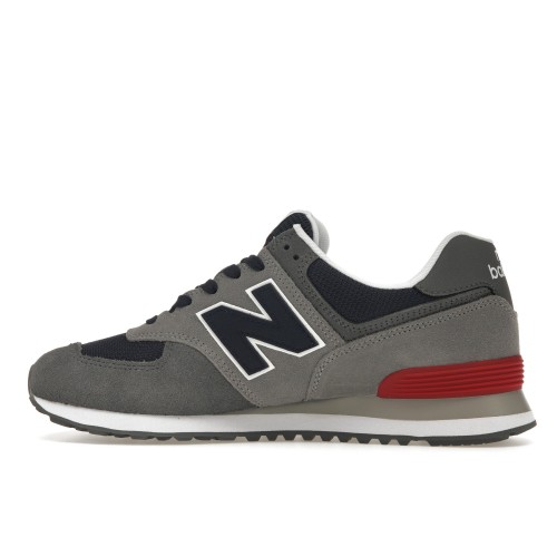 Кроссы New Balance 574 Grey Navy Red - мужская сетка размеров