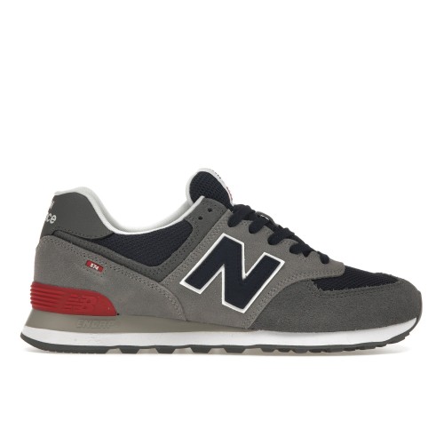 Кроссы New Balance 574 Grey Navy Red - мужская сетка размеров
