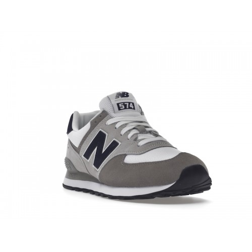 Кроссы New Balance 574 Grey White Navy - мужская сетка размеров