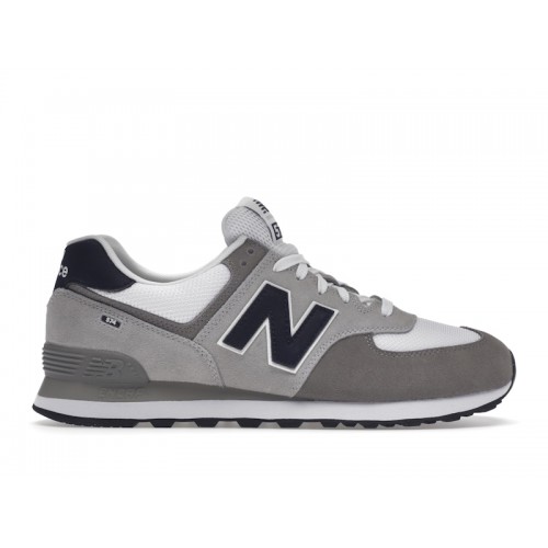 Кроссы New Balance 574 Grey White Navy - мужская сетка размеров