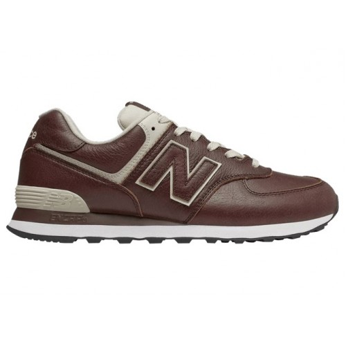 Кроссы New Balance 574 Leather Dark Brown - мужская сетка размеров