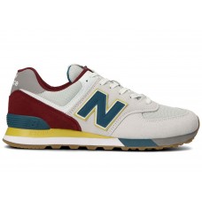 Кроссовки New Balance 574 Grey Burgundy Teal Yellow