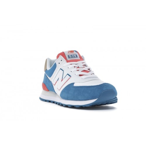 Кроссы New Balance 574 White Blue Red - мужская сетка размеров