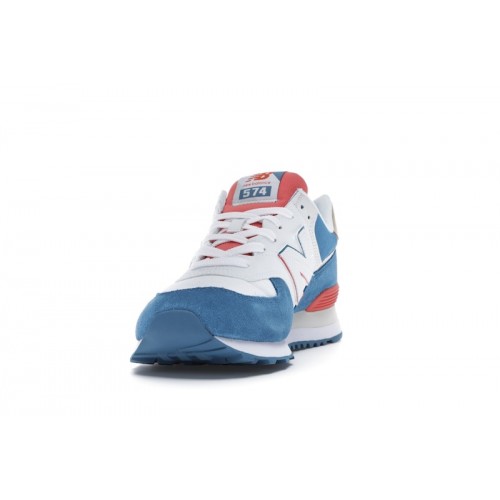 Кроссы New Balance 574 White Blue Red - мужская сетка размеров