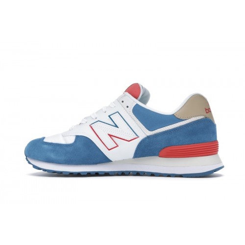 Кроссы New Balance 574 White Blue Red - мужская сетка размеров