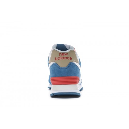 Кроссы New Balance 574 White Blue Red - мужская сетка размеров