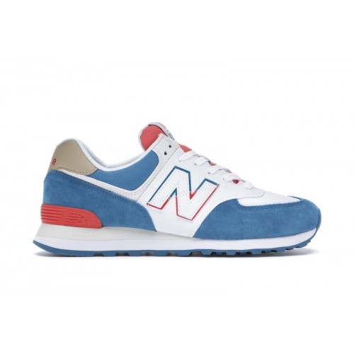 Кроссы New Balance 574 White Blue Red - мужская сетка размеров