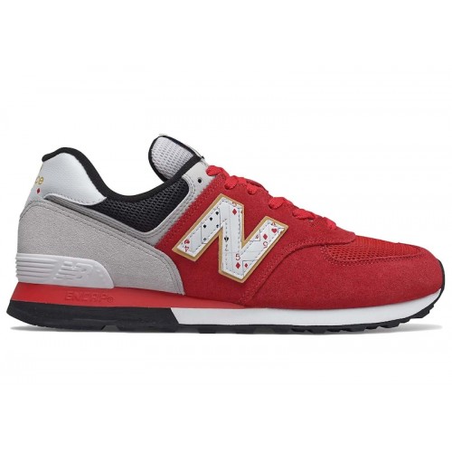 Кроссы New Balance 574 Playing Card Red Grey - мужская сетка размеров