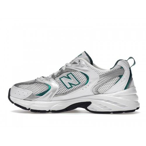 Кроссы New Balance 530 White Silver Green - мужская сетка размеров