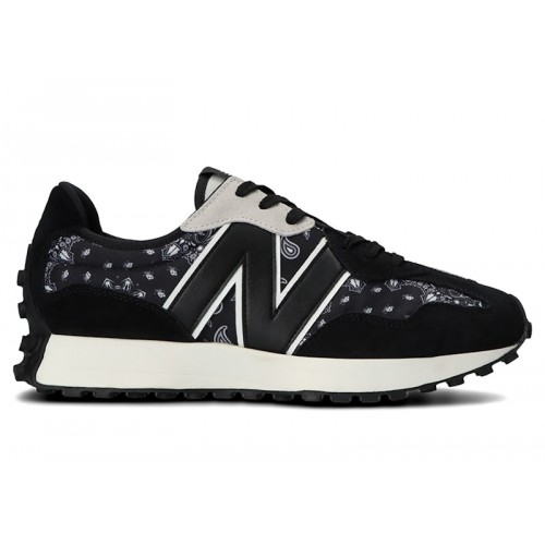 Кроссы New Balance 327 Black White Paisley - мужская сетка размеров
