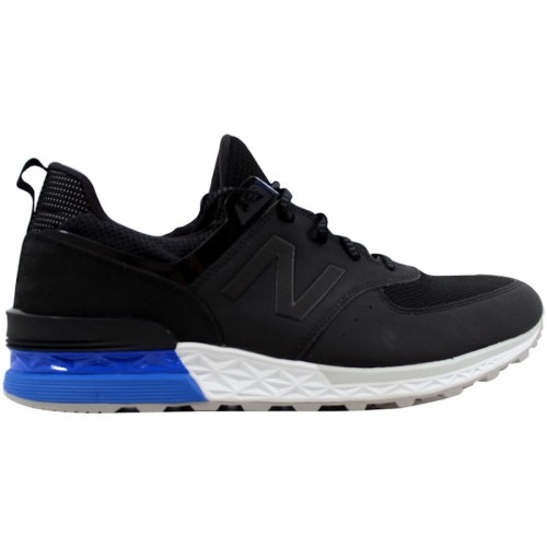 Кроссы New Balance 574 Black White Blue - мужская сетка размеров