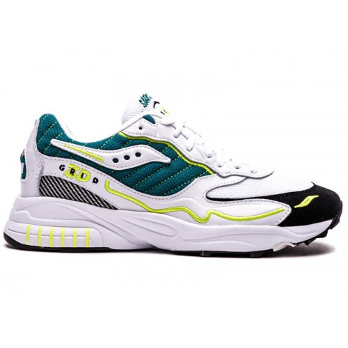 Кроссы Saucony 3D Grid Hurricane White Green Lime - мужская сетка размеров