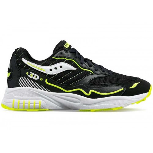 Кроссы Saucony 3D Grid Hurricane Black Acid Yellow - мужская сетка размеров