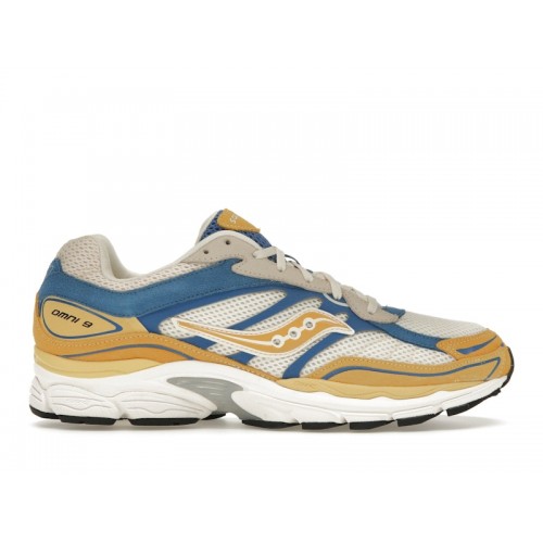 Кроссы Saucony ProGrid Omni 9 Premium Cream Yellow Royal Blue - мужская сетка размеров