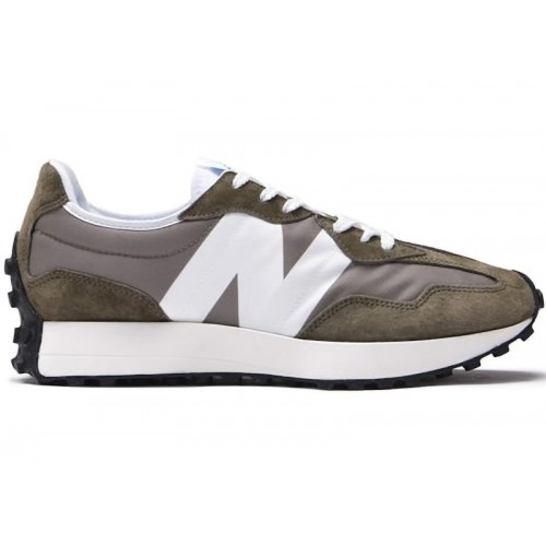 Кроссы New Balance 327 Khaki White - мужская сетка размеров