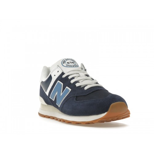 Кроссы New Balance 574 Navy White Blue - мужская сетка размеров