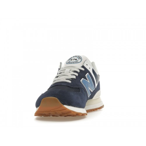 Кроссы New Balance 574 Navy White Blue - мужская сетка размеров