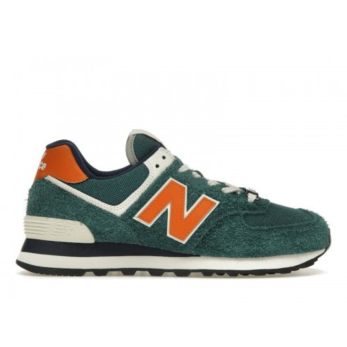 Кроссы New Balance 574 Aqua Green Orange - мужская сетка размеров