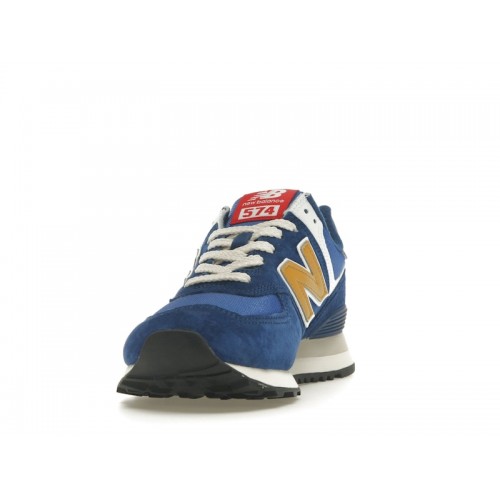 Кроссы New Balance 574 Royal Blue Gold - мужская сетка размеров