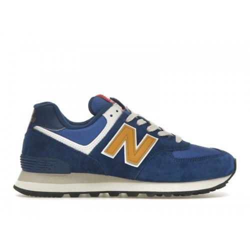 Кроссы New Balance 574 Royal Blue Gold - мужская сетка размеров