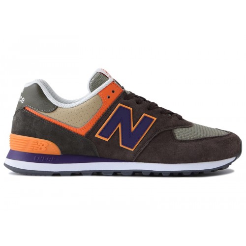 Кроссы New Balance 574 Brown Purple Orange Grey - мужская сетка размеров