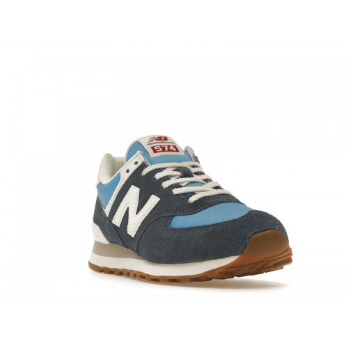 Кроссы New Balance 574 Blue White Gum - мужская сетка размеров