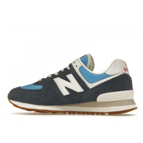 Кроссы New Balance 574 Blue White Gum - мужская сетка размеров