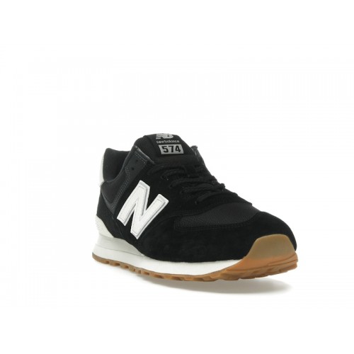 New Balance 574 Black White Gum Brown - мужская сетка размеров