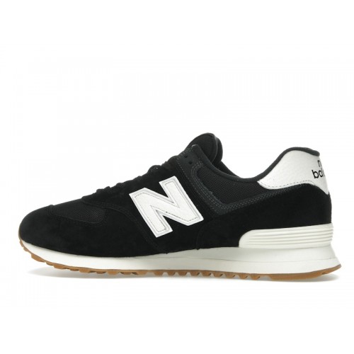 New Balance 574 Black White Gum Brown - мужская сетка размеров