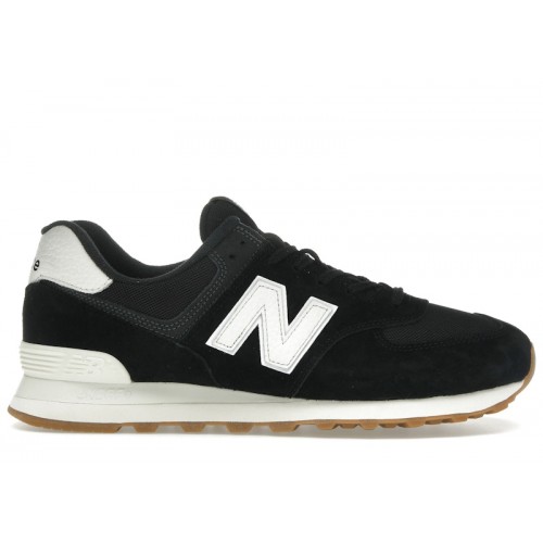 New Balance 574 Black White Gum Brown - мужская сетка размеров