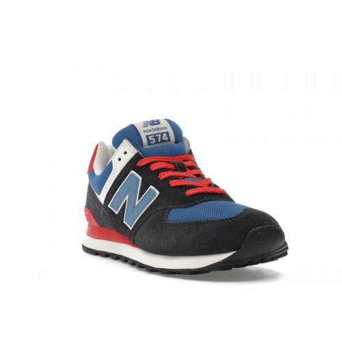New Balance 574 Phantom Blue Blast Red - мужская сетка размеров