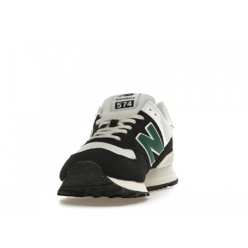 Кроссы New Balance 574 Black White Marsh Green - мужская сетка размеров