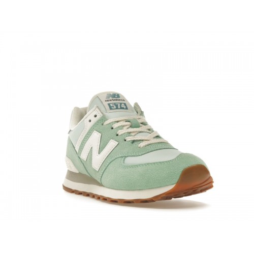 New Balance 574 Green White Gum - мужская сетка размеров