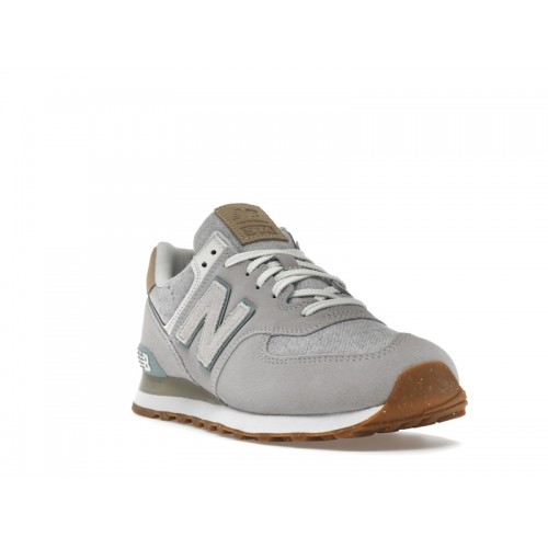 Кроссы New Balance 574 Grey White Light Blue Gum - мужская сетка размеров