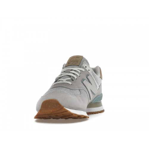 Кроссы New Balance 574 Grey White Light Blue Gum - мужская сетка размеров