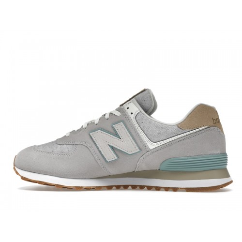 Кроссы New Balance 574 Grey White Light Blue Gum - мужская сетка размеров