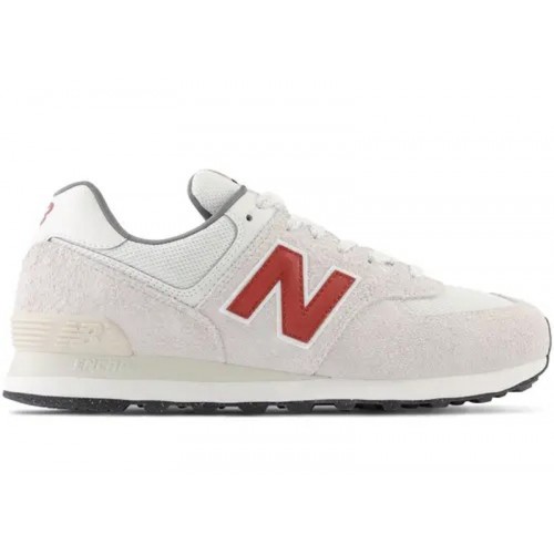 Кроссы New Balance 574 White Red Grey - мужская сетка размеров