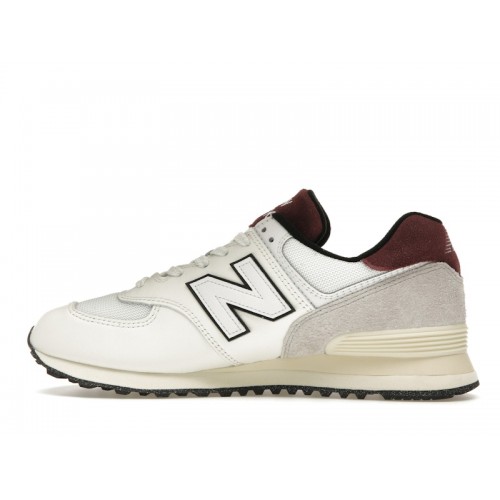 Кроссы New Balance 574 White Burgundy - мужская сетка размеров