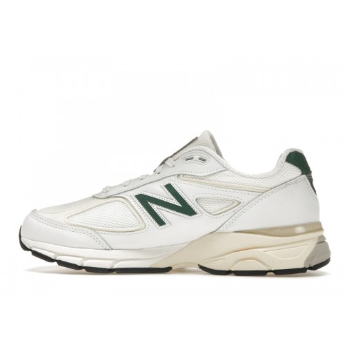 Кроссы New Balance 990v4 MiUSA White Green - мужская сетка размеров