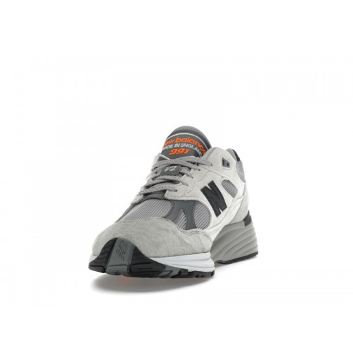 Кроссы New Balance 991v2 MiUK Pelican Grey Orange - мужская сетка размеров