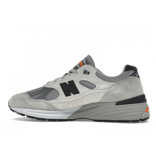 Кроссы New Balance 991v2 MiUK Pelican Grey Orange - мужская сетка размеров