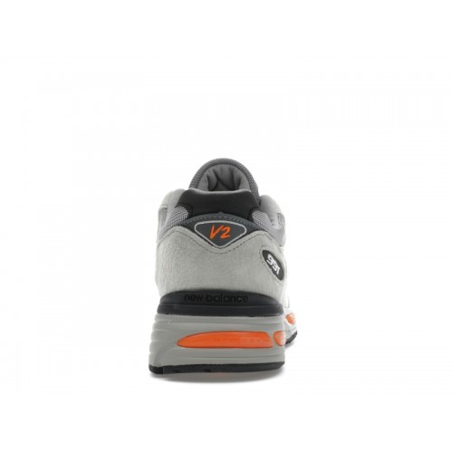 Кроссы New Balance 991v2 MiUK Pelican Grey Orange - мужская сетка размеров