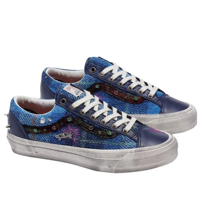 Harris Tweed x Vans Old Skool Blue Multi - мужская сетка размеров Harris Tweed x Vans Old Skool Blue Multi - мужская сетка размеров