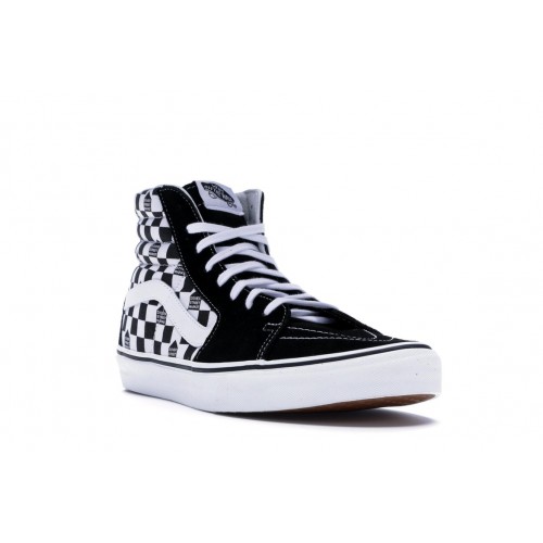 Кроссы Vans Sk8-Hi DSM Checkerboard Black White - мужская сетка размеров