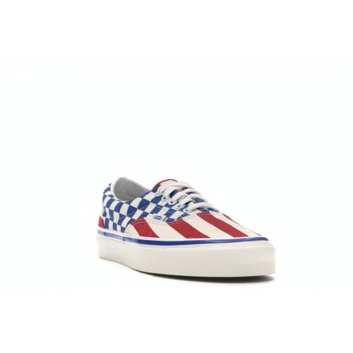 Кроссы Vans Era 95 Anaheim Factory Red Stripes Blue Checkers - мужская сетка размеров