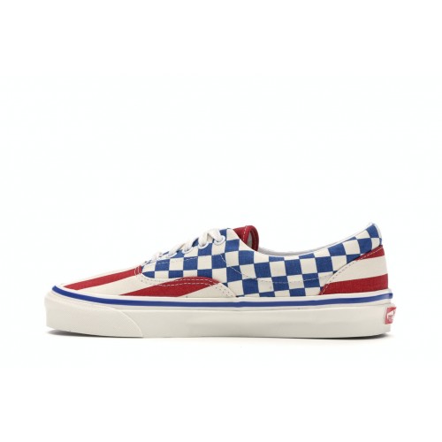 Кроссы Vans Era 95 Anaheim Factory Red Stripes Blue Checkers - мужская сетка размеров