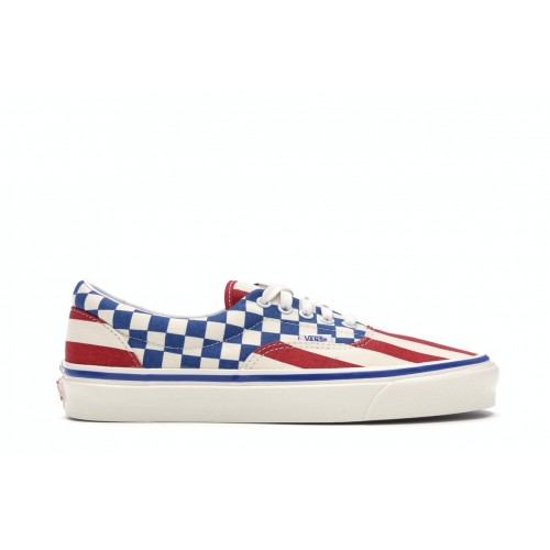 Кроссы Vans Era 95 Anaheim Factory Red Stripes Blue Checkers - мужская сетка размеров