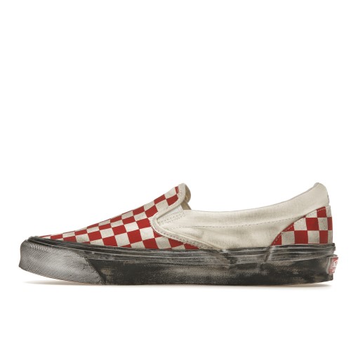 Кроссы Vans Vault UA OG Classic Slip-On LX Stressed Red Checkerboard - мужская сетка размеров